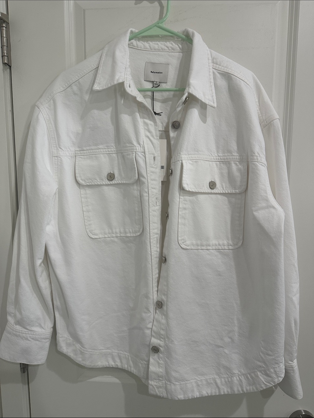 Reformation White Denim Trucker Jacket
